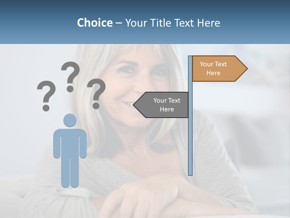 A Woman Sitting On A Couch Smiling For The Camera PowerPoint Template