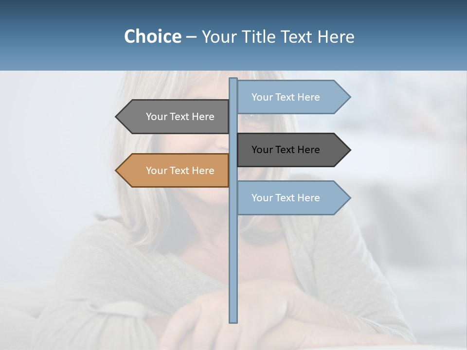 A Woman Sitting On A Couch Smiling For The Camera PowerPoint Template