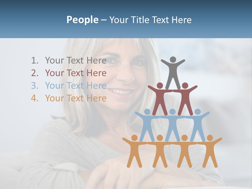 A Woman Sitting On A Couch Smiling For The Camera PowerPoint Template