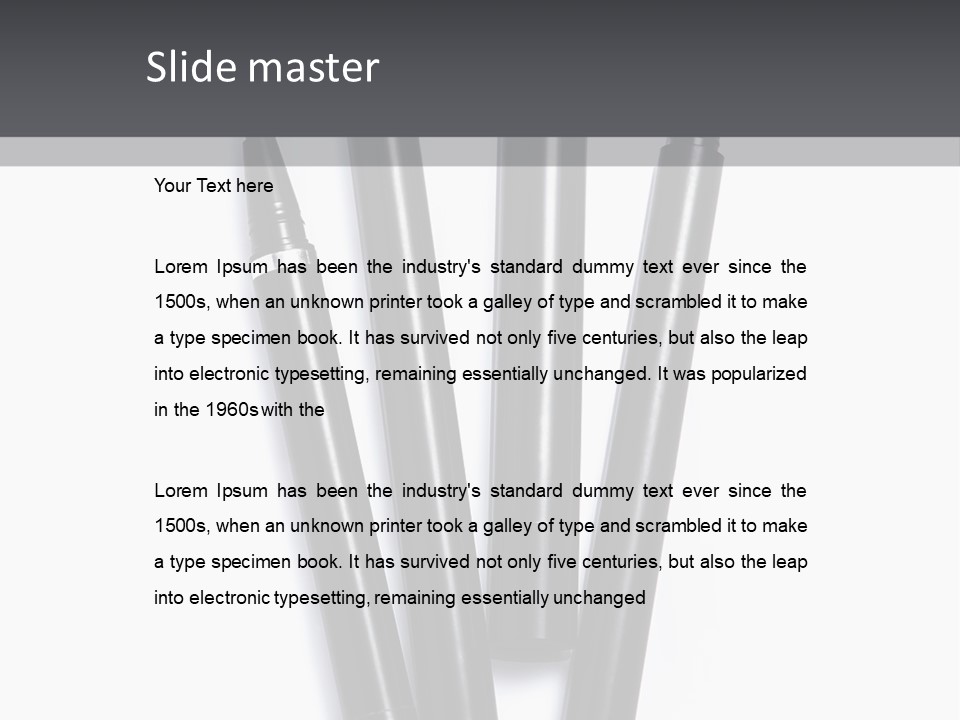 A Group Of Black Pens Sitting On Top Of A White Table PowerPoint Template