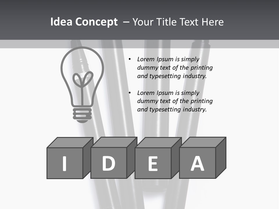 A Group Of Black Pens Sitting On Top Of A White Table PowerPoint Template