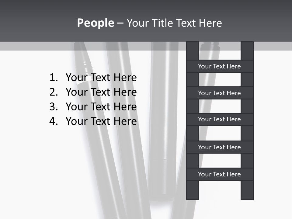 A Group Of Black Pens Sitting On Top Of A White Table PowerPoint Template