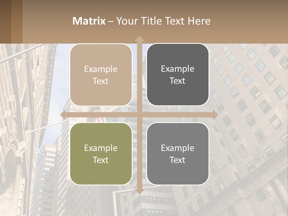 A City Street With Tall Buildings And An American Flag PowerPoint Template