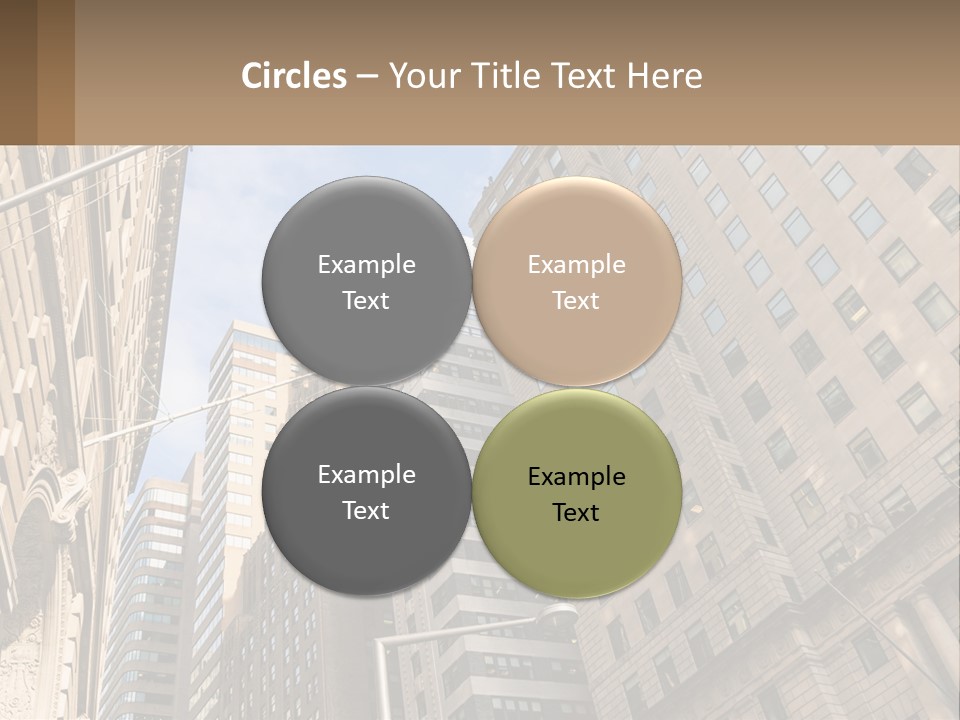 A City Street With Tall Buildings And An American Flag PowerPoint Template