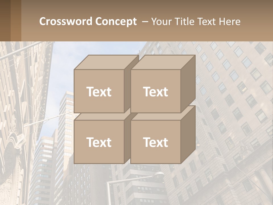 A City Street With Tall Buildings And An American Flag PowerPoint Template
