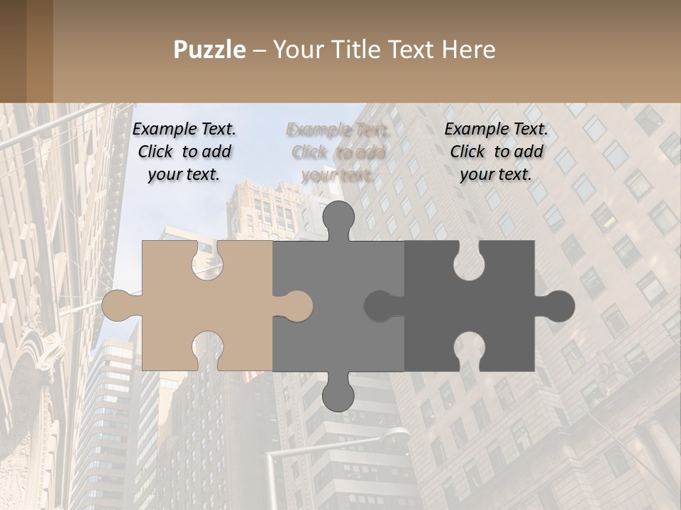 A City Street With Tall Buildings And An American Flag PowerPoint Template