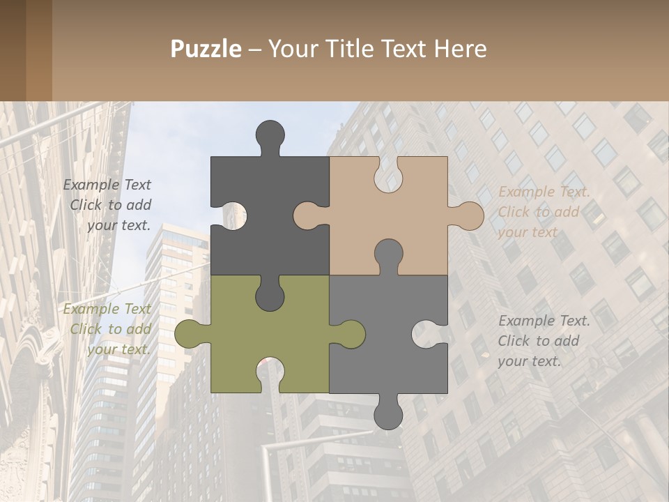 A City Street With Tall Buildings And An American Flag PowerPoint Template