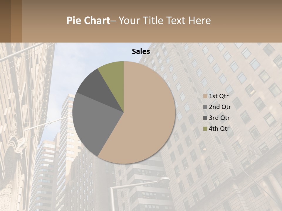 A City Street With Tall Buildings And An American Flag PowerPoint Template
