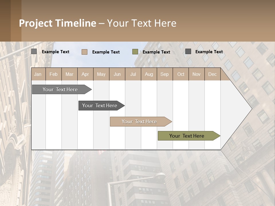 A City Street With Tall Buildings And An American Flag PowerPoint Template