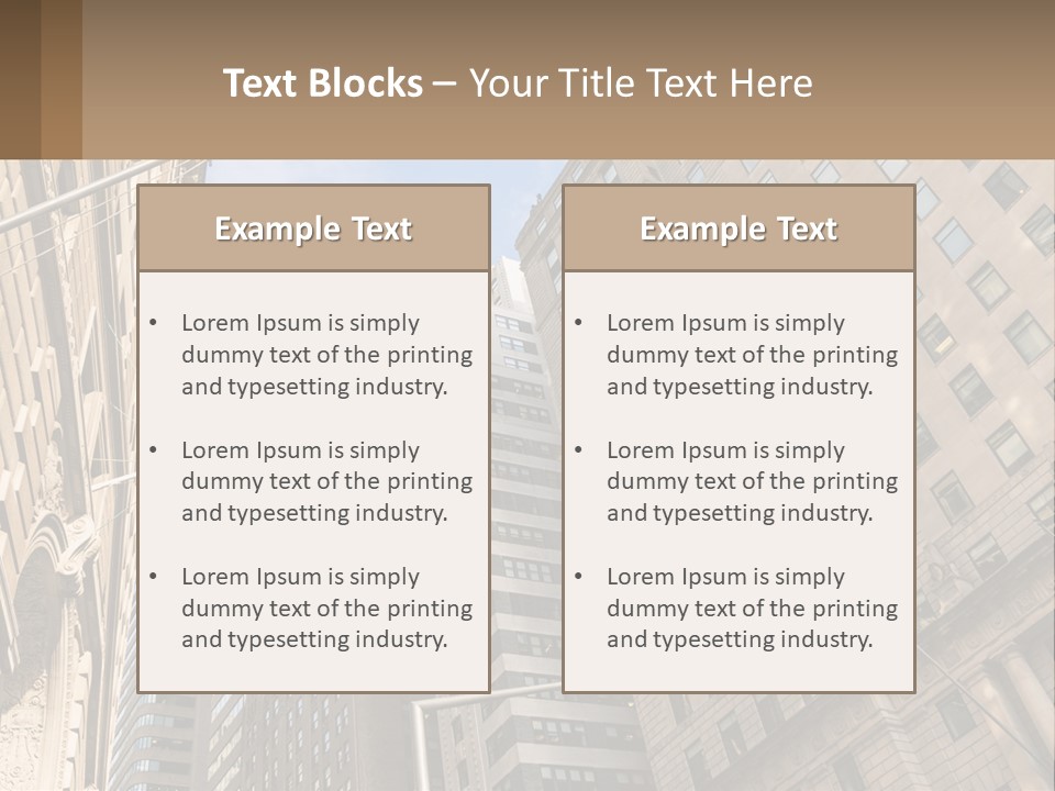 A City Street With Tall Buildings And An American Flag PowerPoint Template