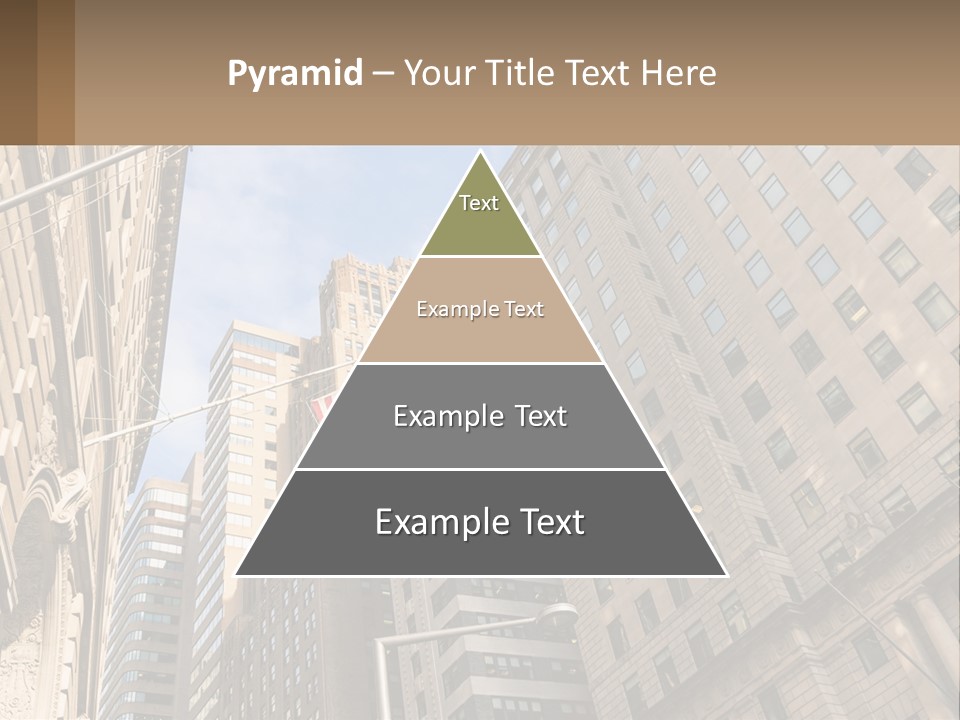 A City Street With Tall Buildings And An American Flag PowerPoint Template