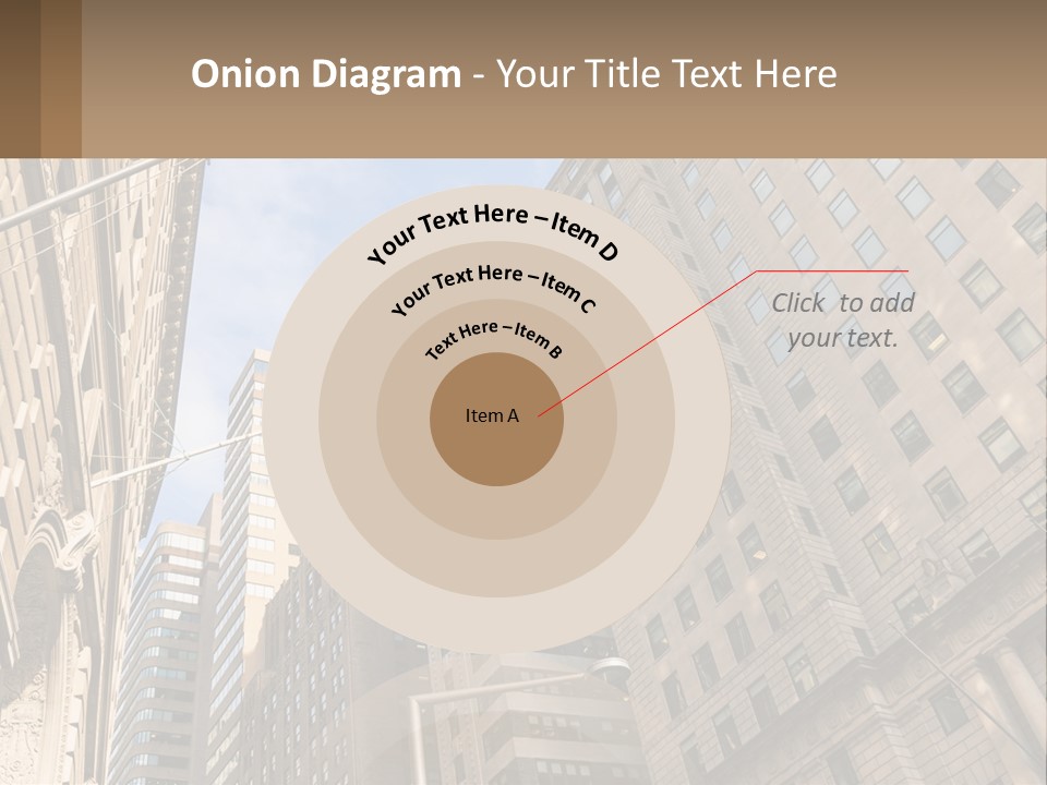 A City Street With Tall Buildings And An American Flag PowerPoint Template