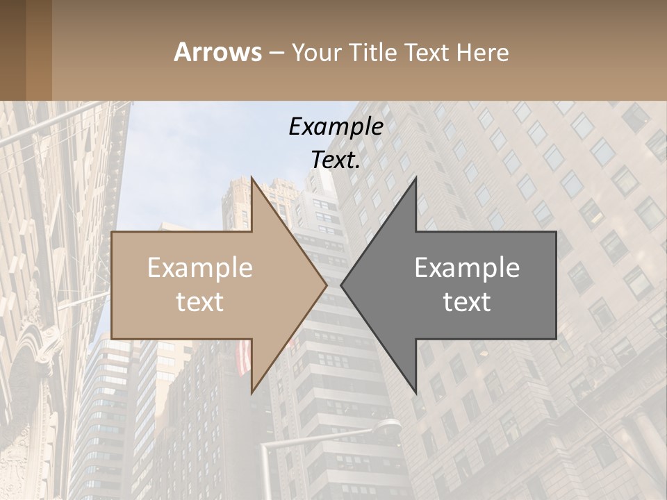 A City Street With Tall Buildings And An American Flag PowerPoint Template