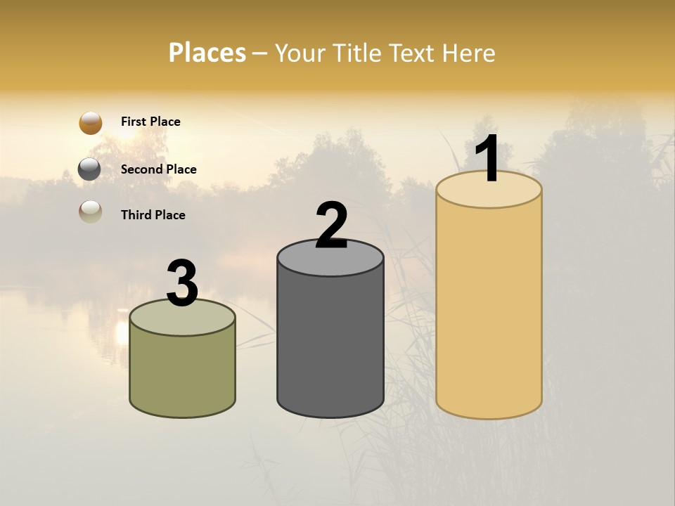 The Sun Is Setting Over A Lake With Reeds In The Foreground PowerPoint Template