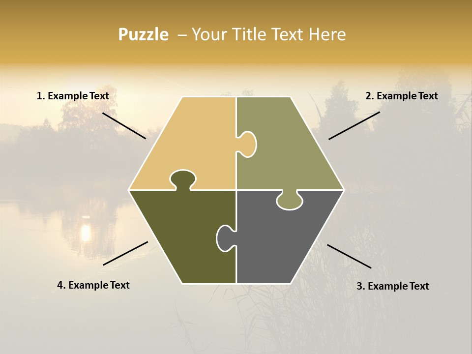 The Sun Is Setting Over A Lake With Reeds In The Foreground PowerPoint Template