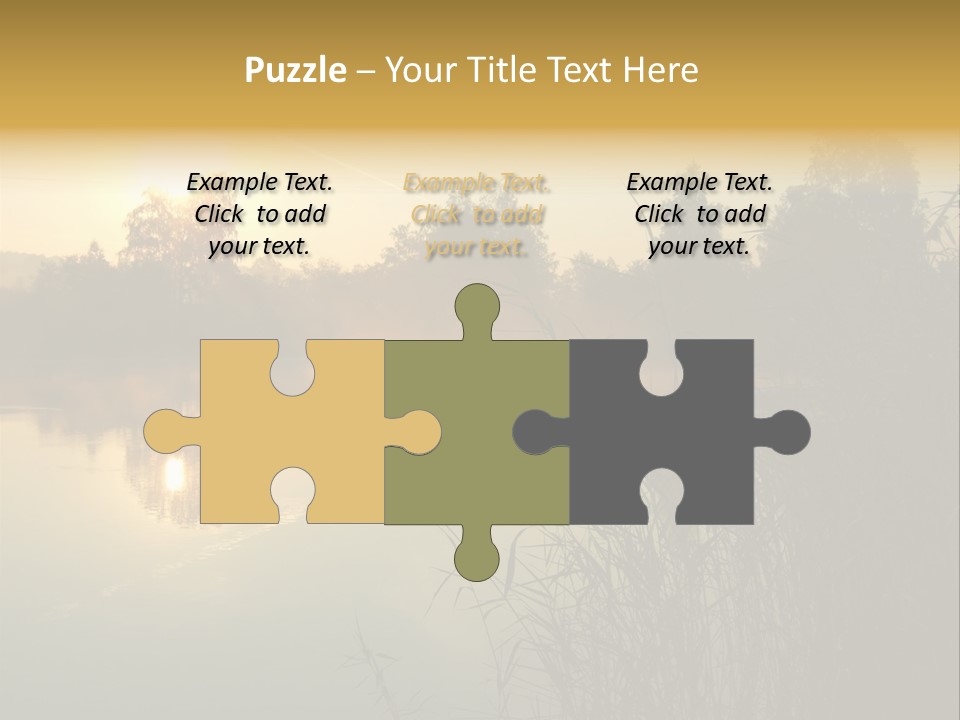 The Sun Is Setting Over A Lake With Reeds In The Foreground PowerPoint Template