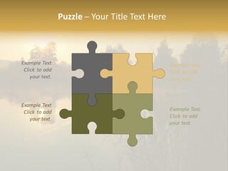 The Sun Is Setting Over A Lake With Reeds In The Foreground PowerPoint Template