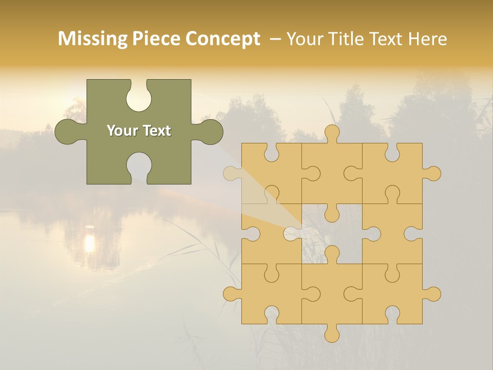 The Sun Is Setting Over A Lake With Reeds In The Foreground PowerPoint Template