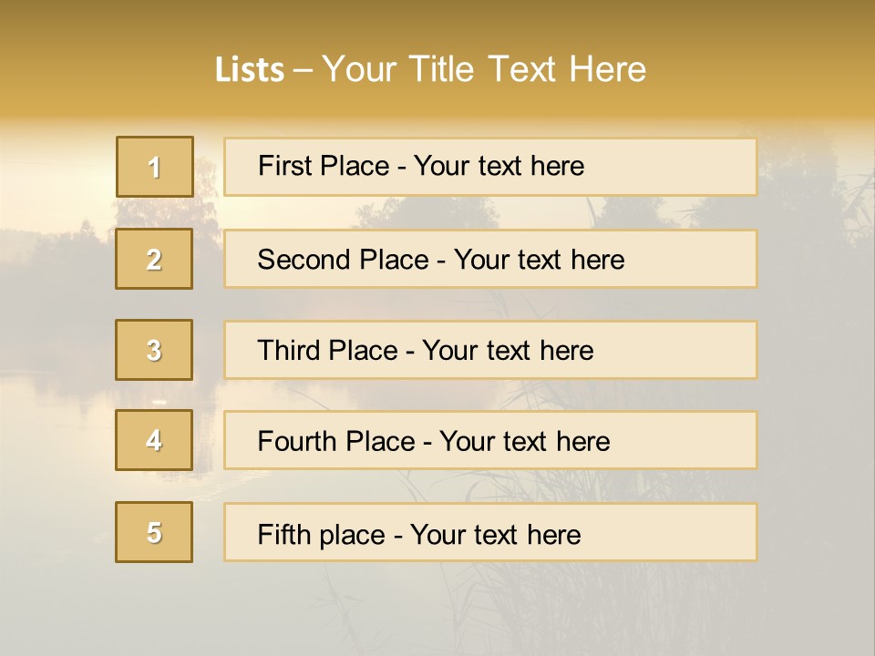 The Sun Is Setting Over A Lake With Reeds In The Foreground PowerPoint Template