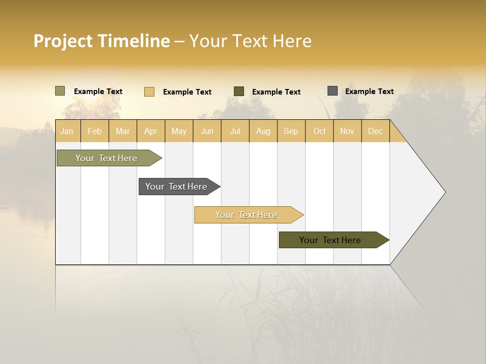 The Sun Is Setting Over A Lake With Reeds In The Foreground PowerPoint Template