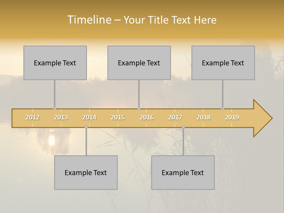 The Sun Is Setting Over A Lake With Reeds In The Foreground PowerPoint Template