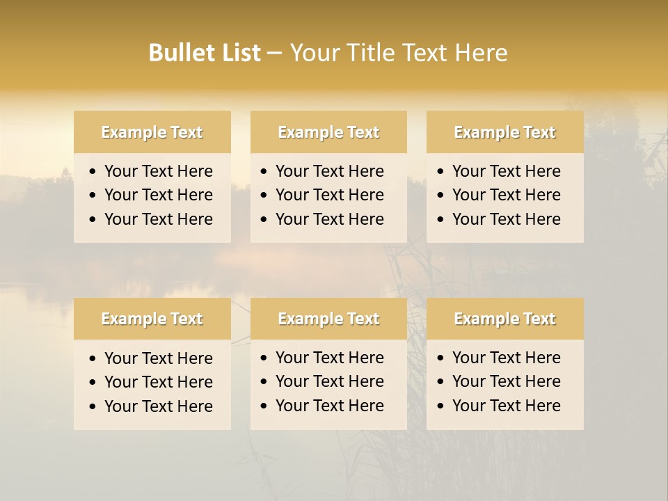 The Sun Is Setting Over A Lake With Reeds In The Foreground PowerPoint Template