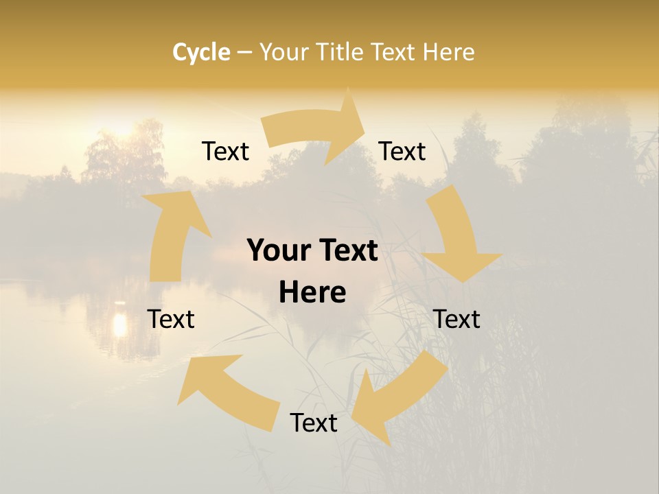 The Sun Is Setting Over A Lake With Reeds In The Foreground PowerPoint Template