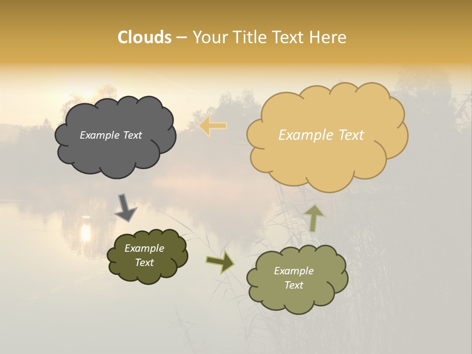 The Sun Is Setting Over A Lake With Reeds In The Foreground PowerPoint Template