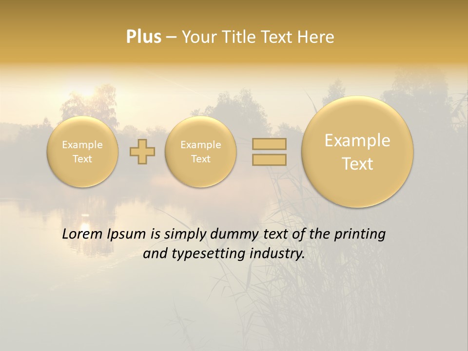 The Sun Is Setting Over A Lake With Reeds In The Foreground PowerPoint Template