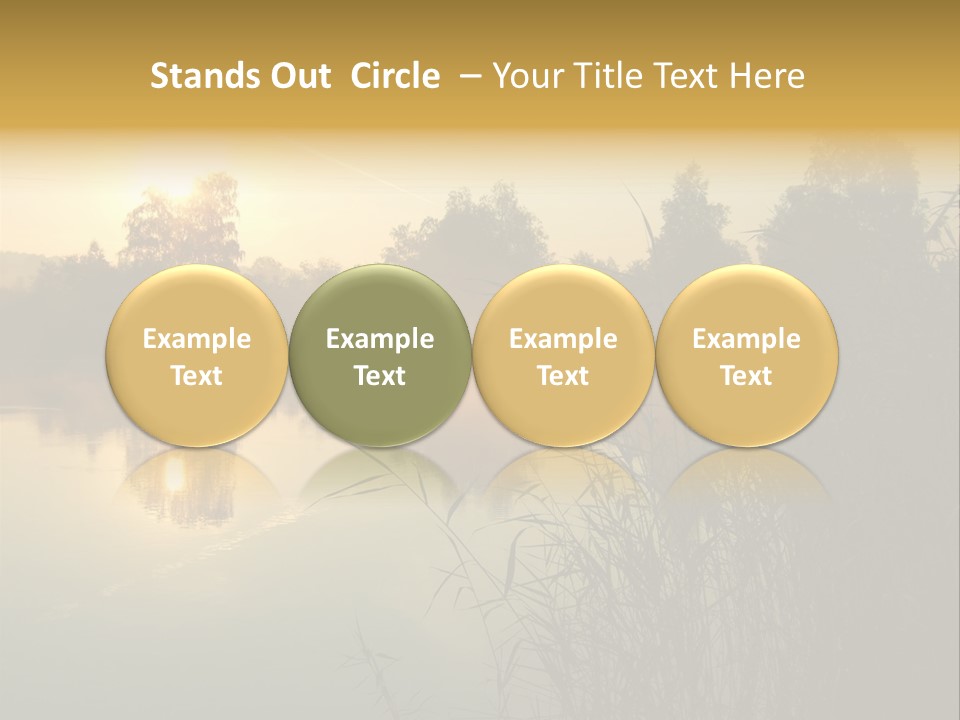 The Sun Is Setting Over A Lake With Reeds In The Foreground PowerPoint Template