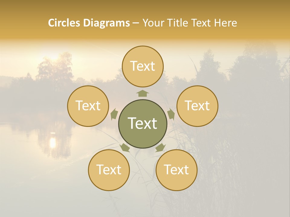 The Sun Is Setting Over A Lake With Reeds In The Foreground PowerPoint Template