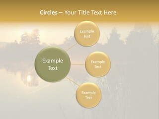The Sun Is Setting Over A Lake With Reeds In The Foreground PowerPoint Template