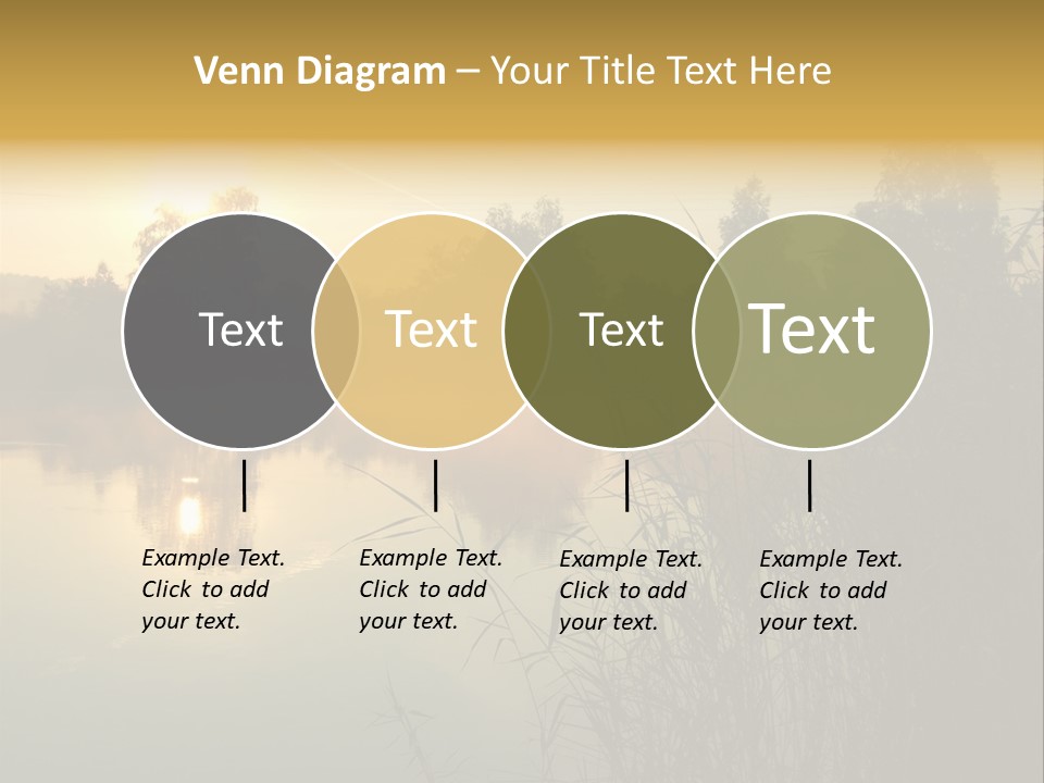 The Sun Is Setting Over A Lake With Reeds In The Foreground PowerPoint Template