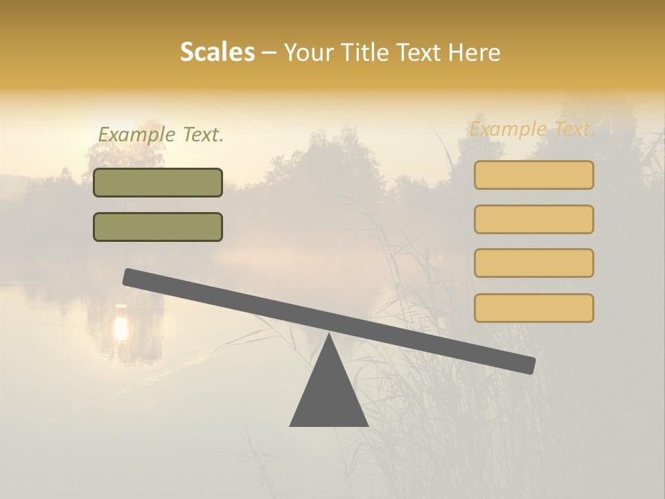 The Sun Is Setting Over A Lake With Reeds In The Foreground PowerPoint Template