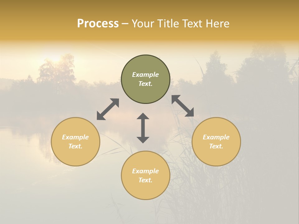 The Sun Is Setting Over A Lake With Reeds In The Foreground PowerPoint Template