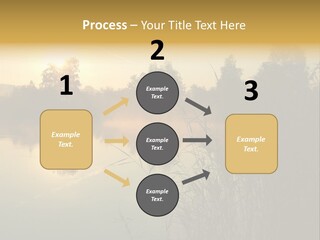 The Sun Is Setting Over A Lake With Reeds In The Foreground PowerPoint Template