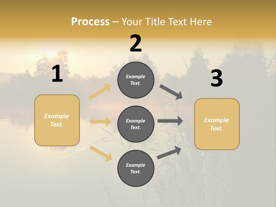 The Sun Is Setting Over A Lake With Reeds In The Foreground PowerPoint Template