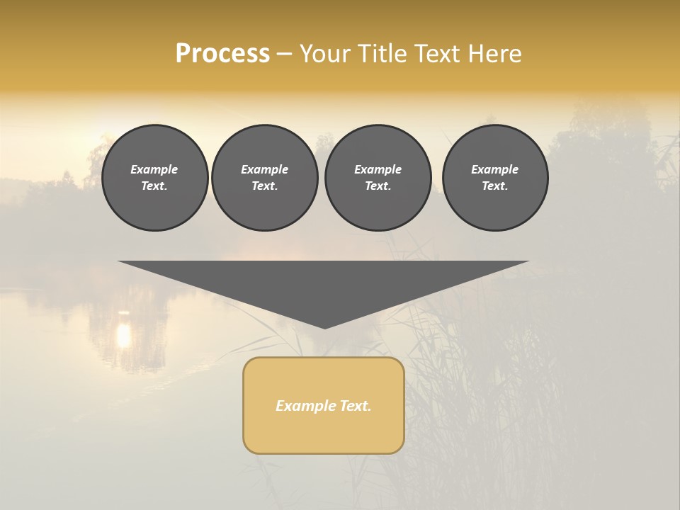 The Sun Is Setting Over A Lake With Reeds In The Foreground PowerPoint Template