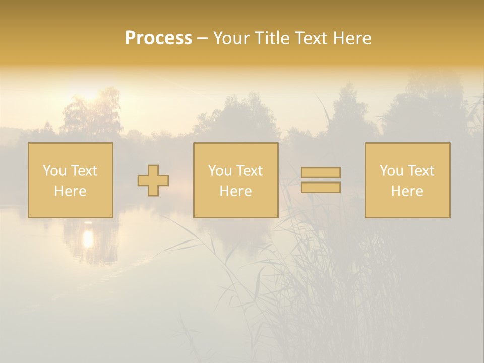 The Sun Is Setting Over A Lake With Reeds In The Foreground PowerPoint Template