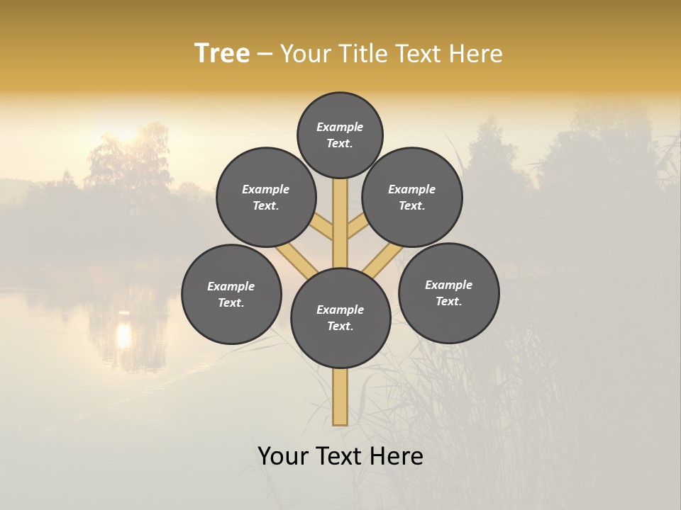 The Sun Is Setting Over A Lake With Reeds In The Foreground PowerPoint Template