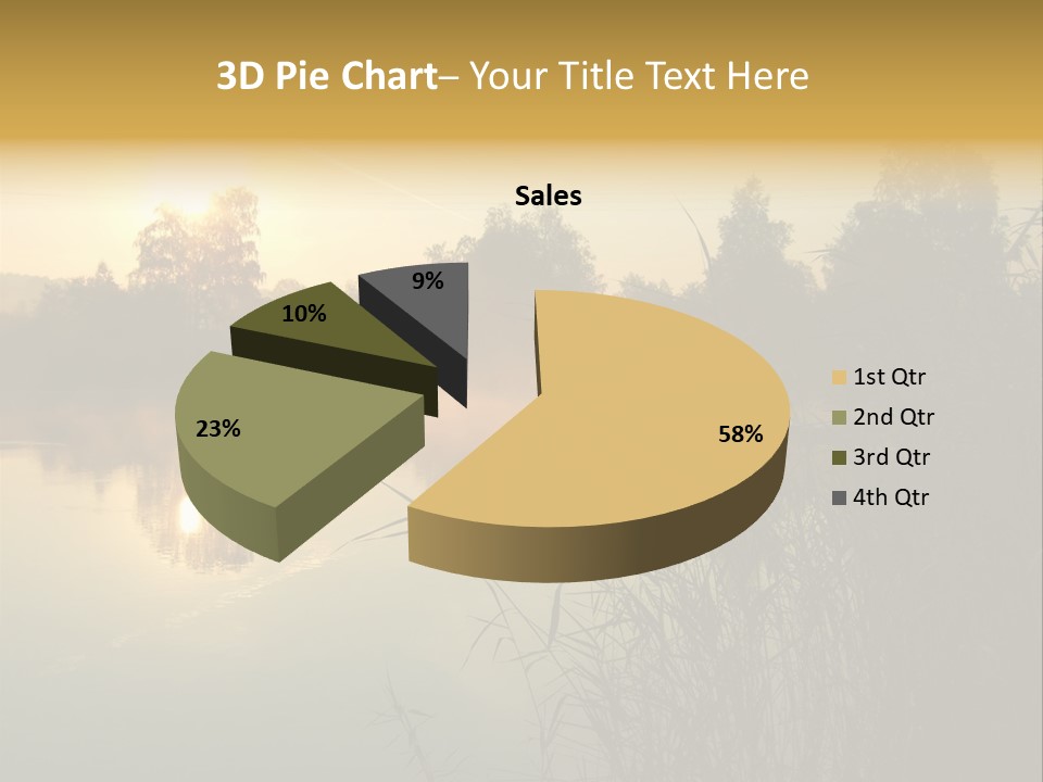 The Sun Is Setting Over A Lake With Reeds In The Foreground PowerPoint Template
