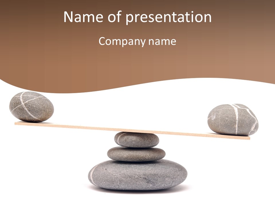 A Balance Scale With Rocks On Top Of It PowerPoint Template