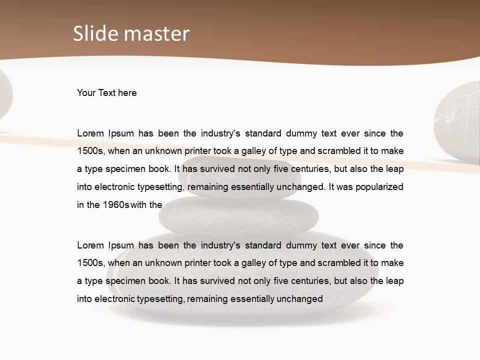 A Balance Scale With Rocks On Top Of It PowerPoint Template