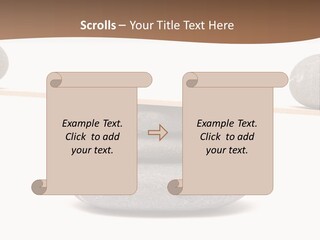 A Balance Scale With Rocks On Top Of It PowerPoint Template