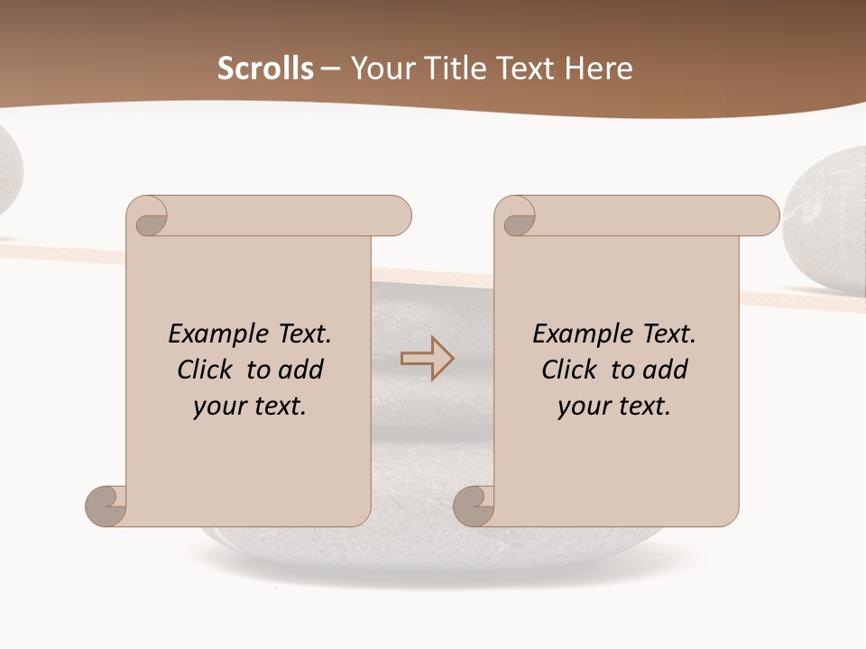 A Balance Scale With Rocks On Top Of It PowerPoint Template