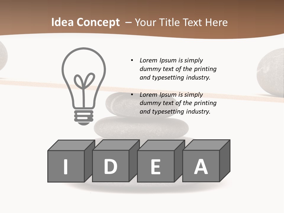 A Balance Scale With Rocks On Top Of It PowerPoint Template