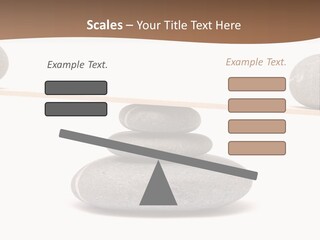 A Balance Scale With Rocks On Top Of It PowerPoint Template