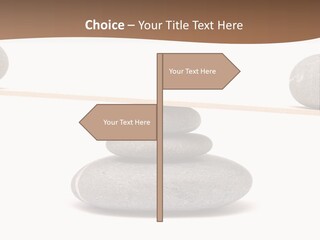 A Balance Scale With Rocks On Top Of It PowerPoint Template