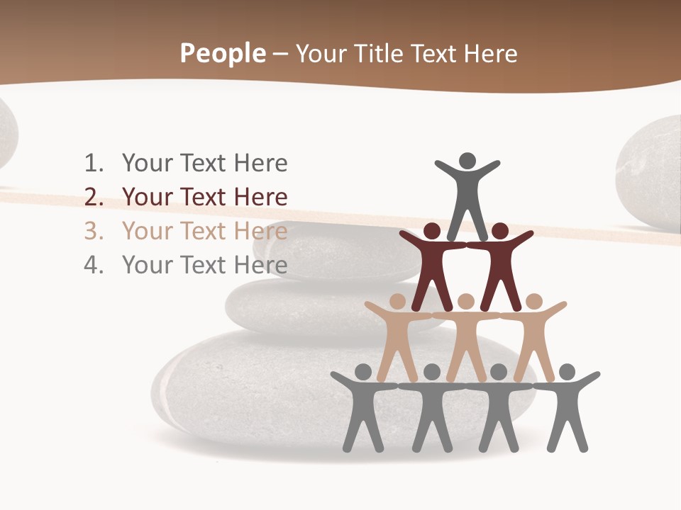 A Balance Scale With Rocks On Top Of It PowerPoint Template
