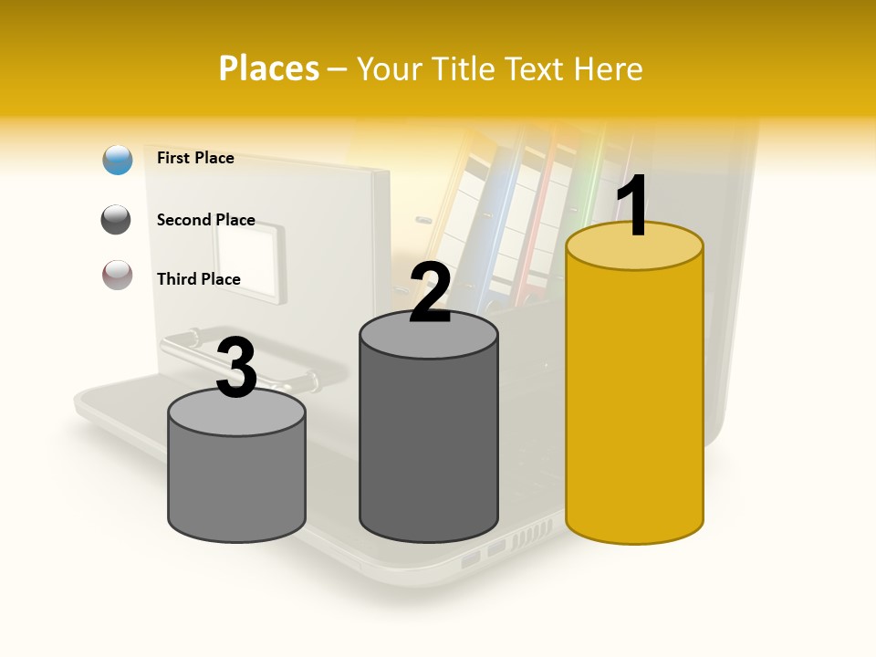 A Laptop With Folders On Top Of It PowerPoint Template